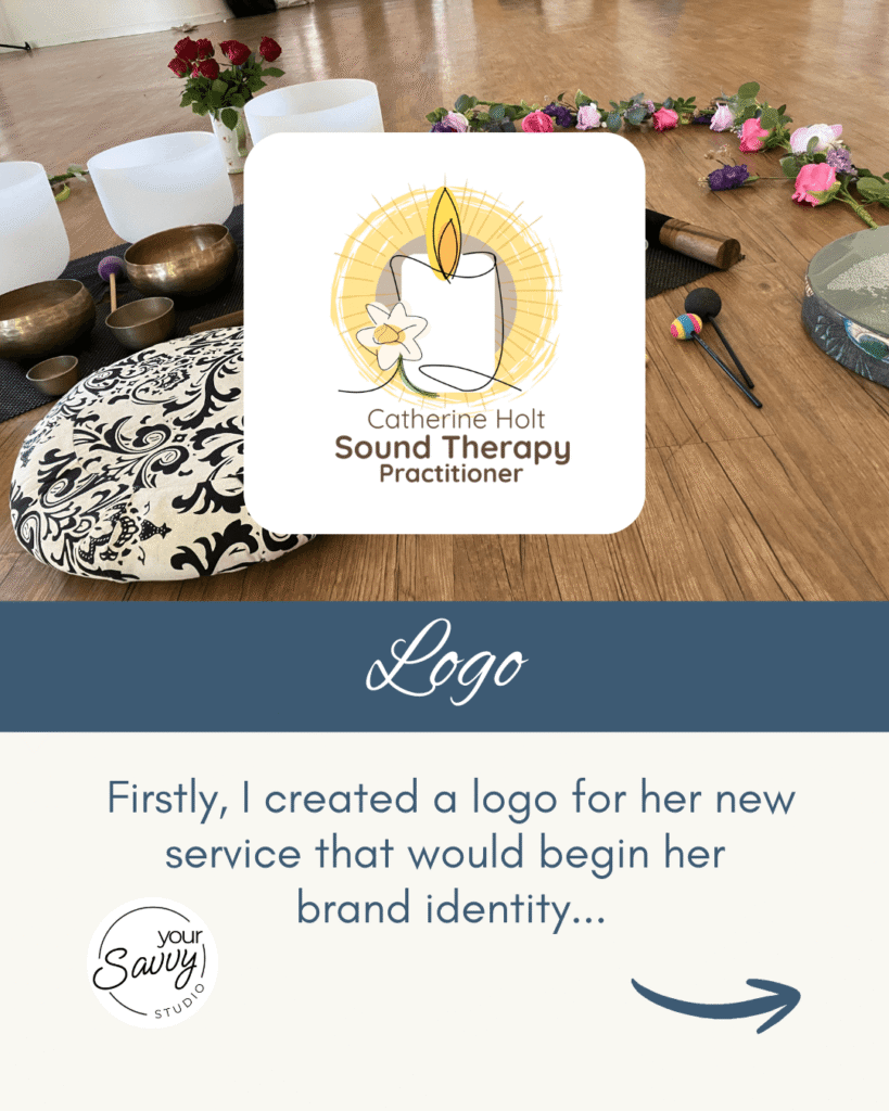 Image showing crystal bowls and himilayan bowls on a wooden floor with an overlay of Catherine Holt's Sound bath logo
