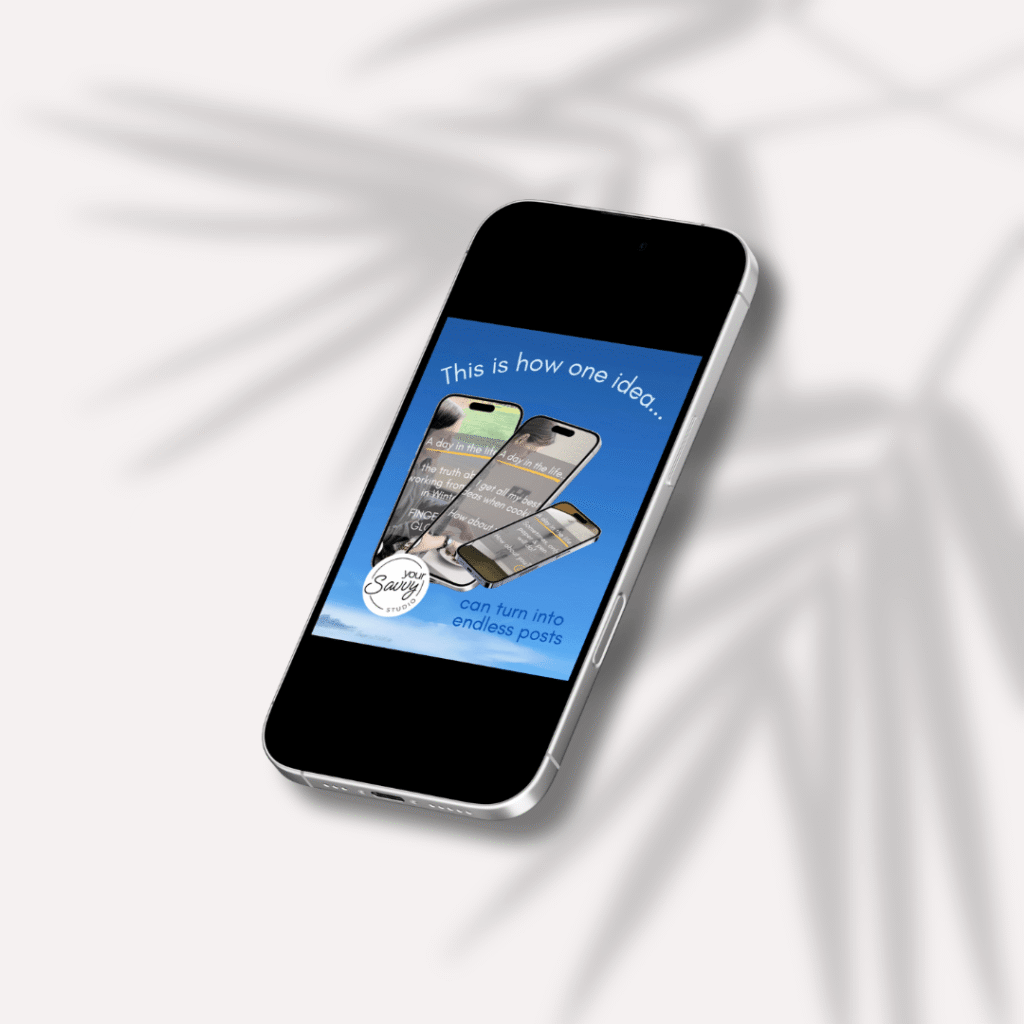 image of an iphone mock up containing a graphic designed by your savvy studio